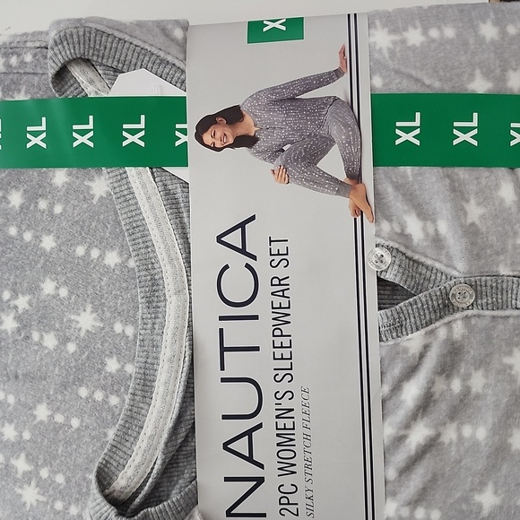 NEW Nautica Womens 2Pc Sleepwear Set XL Gray Silky Stretch Fleece Pajama - Picture 5 of 7